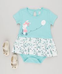 Body-Saia-Infantil-Coelho-com-Estampa-Floral-Manga-Curta-Decote-Redondo-em-Algodao---Sustentavel-Verde-Claro-8953285-Verde_Claro_3