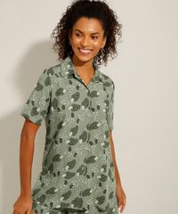 Camisa-Feminina-Manga-Curta-Estampada-de-Caju-Animal-Print-Onca-Ampla-Verde-Militar-9976358-Verde_Militar_1