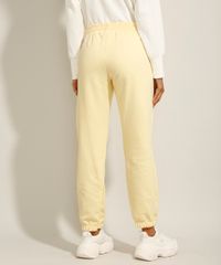 Calca-Jogger-de-Moletom-com-Cordao-Cintura-Media-Amarela-9985449-Amarelo_2