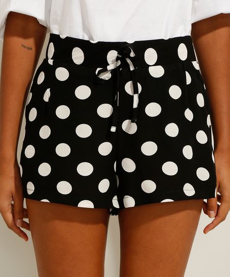 Short-de-Viscose-Estampado-de-Poa-com-Bolsos-Cintura-Media-Preto-9984950-Preto_1