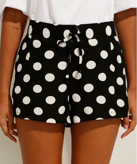 Short-de-Viscose-Estampado-de-Poa-com-Bolsos-Cintura-Media-Preto-9984950-Preto_1
