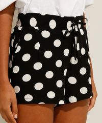 Short-de-Viscose-Estampado-de-Poa-com-Bolsos-Cintura-Media-Preto-9984950-Preto_4