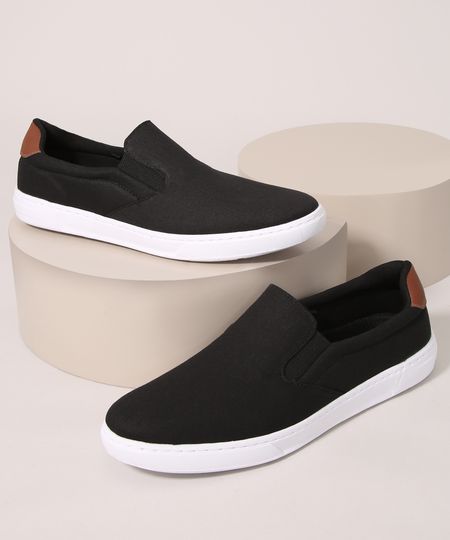 Tenis-Slip-On-Masculino-de-Lona-Oneself-Preto-9993599-Preto_1