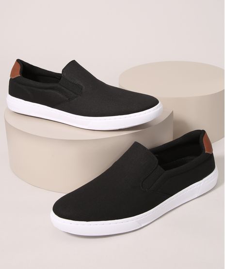Tenis-Slip-On-Masculino-de-Lona-Oneself-Preto-9993599-Preto_1