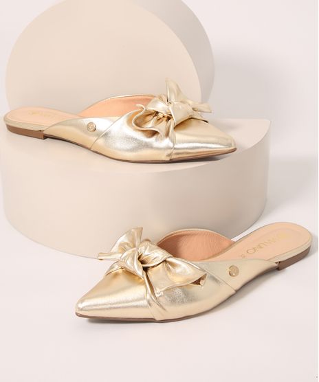 Mule-Feminino-com-Laco-Bico-Fino-Via-Uno-Dourado-9990515-Dourado_1