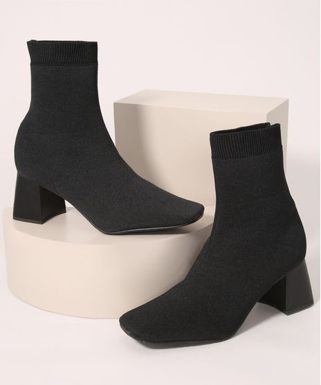 Bota-Feminina-Cano-Baixo-Knit-Salto-Grosso-Medio-Oneself-Preta-9995190-Preto_1