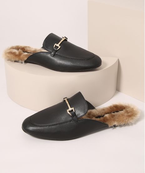 Mule-Feminino-com-Pelucia-Bico-Redondo-Via-Uno-Preto-9990519-Preto_1
