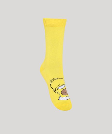 Meia-Cano-Alto-Estampada-Os-Simpsons-Amarela-9986468-Amarelo_1