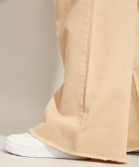 Calca-Wide-Pantalona-com-Pregas-e-Barra-Desfiada-Cintura-Super-Alta-Pantone-Kaki-9990265-Kaki_5