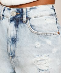 Short-Mom-Jeans-Destroyed-Marmorizado-Cintura-Super-Alta--Azul-Claro-9992790-Azul_Claro_4