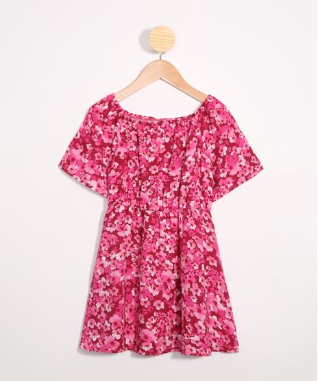 Vestido-Infantil-de-Viscose-Tal-Mae-Tal-Filha-Estampada-Floral-Manga-Curta-Decote-Redondo-Rosa-9986950-Rosa_1