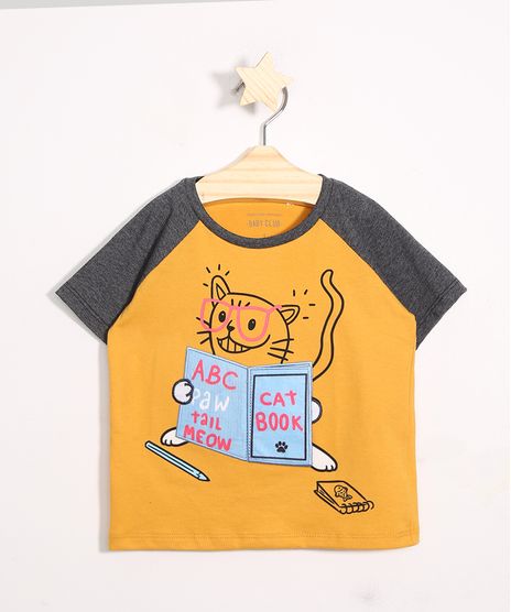 Camiseta-Infantil-Raglan-Gatinho-Leitor-Estampa-Interativa-Manga-Curta-Amarela-9977207-Amarelo_1