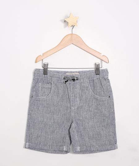 Bermuda-Infantil-de-Sarja-com-Linho-e-Bolsos-Preta-9948490-Preto_1