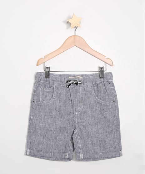 Bermuda-Infantil-de-Sarja-com-Linho-e-Bolsos-Preta-9948490-Preto_1