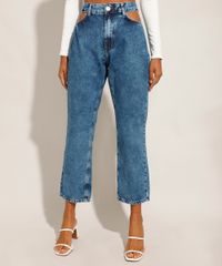 Calca-Jeans-Feminina-Reta-Cintura-Alta-Marmorizada-Cut-Out-Azul-Medio-9971544-Azul_Medio_1