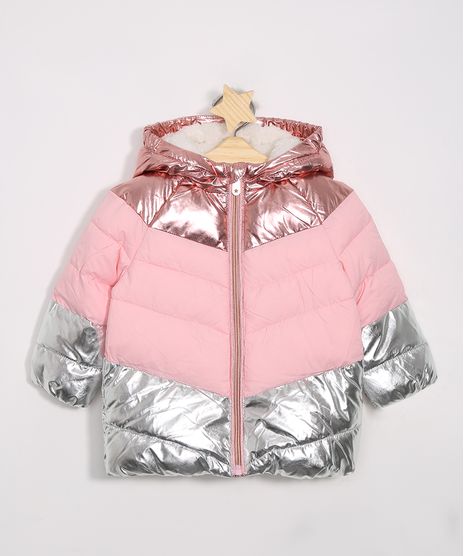 Jaqueta-Infantil-Puffer-com-Recorte-Metalizado-com-Bolsos-e-Capuz-Rosa-Claro-9972342-Rosa_Claro_1