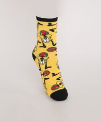 Meia-Cano-Alto-Estampada-Pluto-Amarela-9985023-Amarelo_1