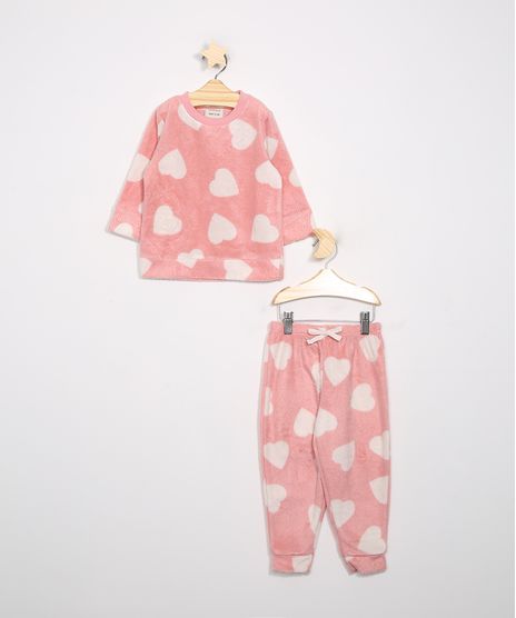 Pijama-Infantil-Tal-Mae-Tal-Filha-de-Fleece-Estampado-de-Coracoes-Manga-Longa-Rosa-9976089-Rosa_1