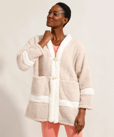 Roupao-de-Fleece-com-Botoes-e-Bolsos-Bege-9974120-Bege_1 Roupao-de-Fleece-com-Botoes-e-Bolsos-Bege-9974120-Bege_1