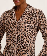 Pijama-Camisa-de-Fleece-Manga-Longa-Estampado-Animal-Print-de-Onca-com-Bolso-Marrom-9974706-Marrom_3
