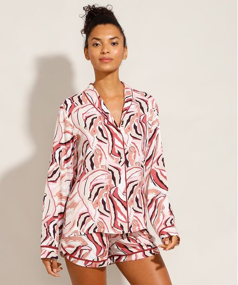 Camisa-de-Pijama-Feminino-com-Vivo-Contrastante-Manga-Longa-Rosa-9954382-Rosa_1_1