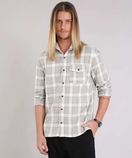 Camisa-Masculina-Xadrez-Manga-Longa-Kaki-9117426-Kaki_1 Camisa-Masculina-Xadrez-Manga-Longa-Kaki-9117426-Kaki_1