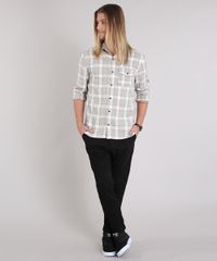 Camisa-Masculina-Xadrez-Manga-Longa-Kaki-9117426-Kaki_3