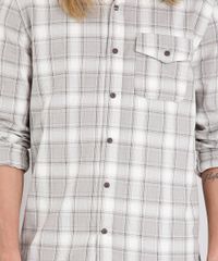 Camisa-Masculina-Xadrez-Manga-Longa-Kaki-9117426-Kaki_4