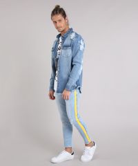 Calca-Jeans-Masculina-Skinny-Cropped-com-Faixa-Lateral-em-Algodao---Sustentavel-Azul-Claro-9211043-Azul_Claro_3