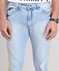 Calca-Jeans-Masculina-Skinny-Cropped-com-Faixa-Lateral-em-Algodao---Sustentavel-Azul-Claro-9211043-Azul_Claro_4
