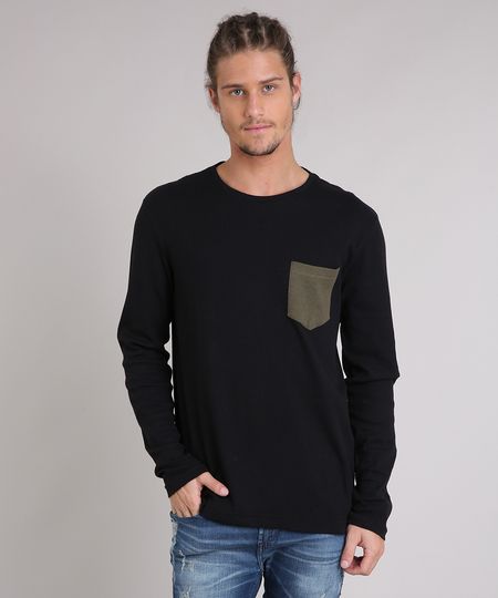Camiseta-Masculina-Canelada-com-Bolso-Manga-Longa-Preta-9223946-Preto_1