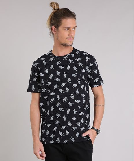 Camiseta-Masculina-Estampada--Rock-Forever--Manga-Curta-Gola-Careca-Preta-9210608-Preto_1