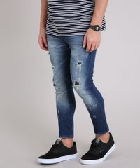 Calca-Jeans-Masculina-Super-Skinny-Cropped-Destroyed-Azul-Escuro-9137830-Azul_Escuro_1