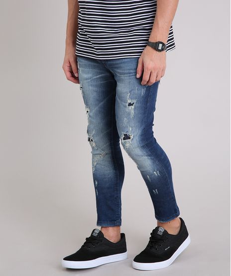 Calca-Jeans-Masculina-Super-Skinny-Cropped-Destroyed-Azul-Escuro-9137830-Azul_Escuro_1
