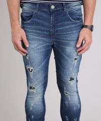 Calca-Jeans-Masculina-Super-Skinny-Cropped-Destroyed-Azul-Escuro-9137830-Azul_Escuro_4