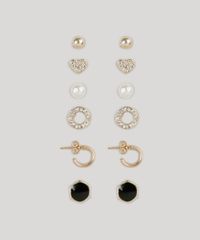 Kit-de-6-Brincos-Femininos-Dourado-8790273-Dourado_1