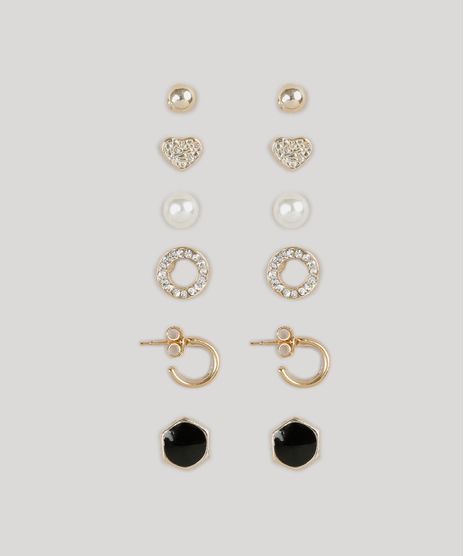 Kit-de-6-Brincos-Femininos-Dourado-8790273-Dourado_1