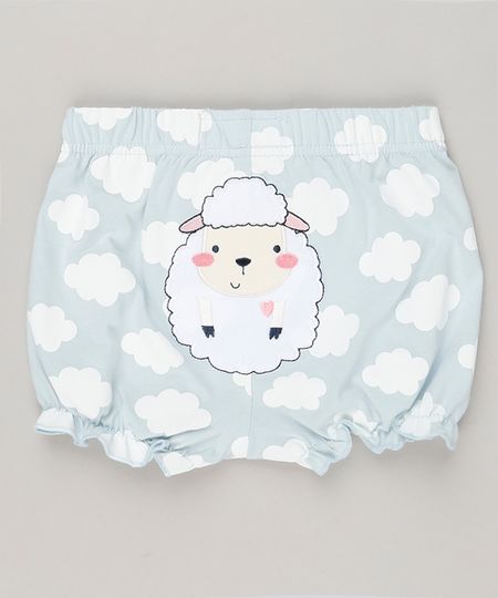 Short-Infantil-Ovelha-Estampado-de-Nuvens-em-Algodao---Sustentavel-Azul-Claro-8941238-Azul_Claro_1