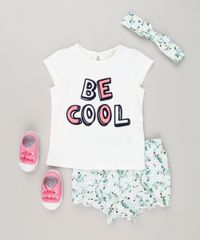 Conjunto-Infantil-de-Blusa--Be-Cool--Manga-Curta---Short-Estampado-Floral---Faixa-de-Cabelo-em-Algodao---Sustentavel-Off-White-8959632-Off_White_3