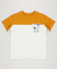 Camiseta-Infantil-com-Recorte-e-Bolso-Manga-Curta-Gola-Careca-Cinza-Mescla-Claro-9227503-Cinza_Mescla_Claro_1