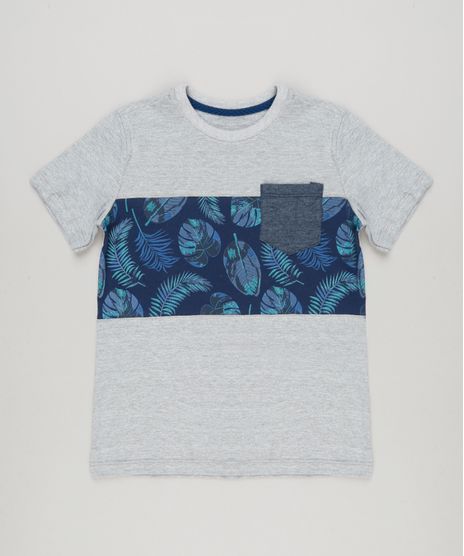 Camiseta-Infantil-com-Recorte-e-Bolso-Manga-Curta-Gola-Careca-Cinza-Mescla-Claro-9227471-Cinza_Mescla_Claro_1