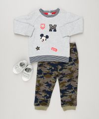 Conjunto-Infantil-de-Blusao-Mickey-com-Bordado-Cinza-Mescla---Calca-Estampada-Camuflada-em-Moletom-Verde-Militar-8950644-Verde_Militar_3