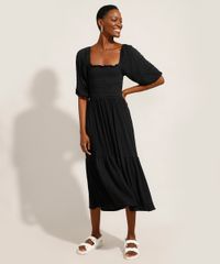 Vestido-Midi-com-Recortes-e-Lastex-Manga-Bufante-Preto-9986420-Preto_1