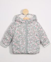 Jaqueta-Infantil-Puffer-de-Nylon-Estampada-Floral-com-Bolsos-e-Capuz-Verde-Claro-9971394-Verde_Claro_1