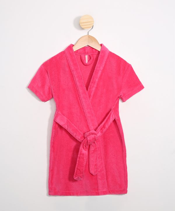 Roupão Infantil de Fleece Manga Curta Rosa G