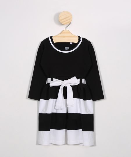Vestido-Infantil-com-Recortes-e-Cinto-Manga-Longa-Preto-9988824-Preto_1