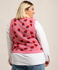 Colete-de-Trico-Estampado-de-Morangos-Plus-Size-Decote-V-Mindset-Rosa-9994323-Rosa_2