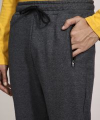 Calca-Relaxed-de-Moletom-com-Ziper-no-Bolso-Cinza-Mescla-Escuro-9986216-Cinza_Mescla_Escuro_4