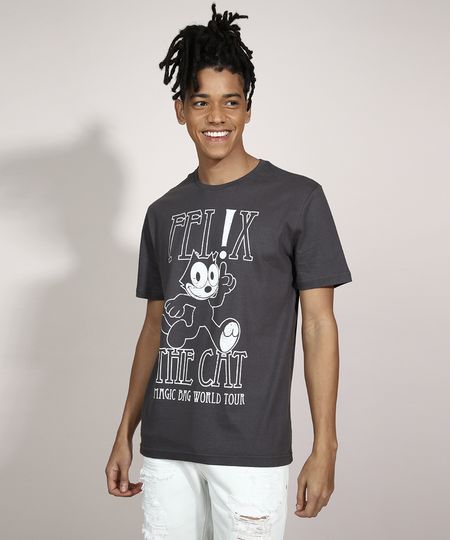 Camiseta-Gato-Felix-Manga-Curta-Gola-Careca-Chumbo-9985593-Chumbo_1