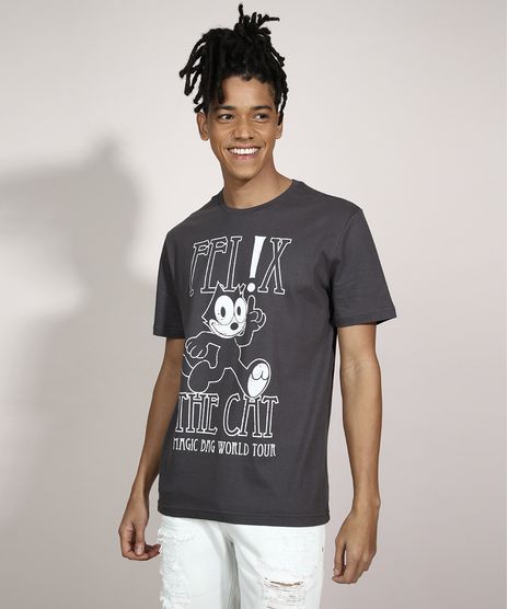 Camiseta-Gato-Felix-Manga-Curta-Gola-Careca-Chumbo-9985593-Chumbo_1